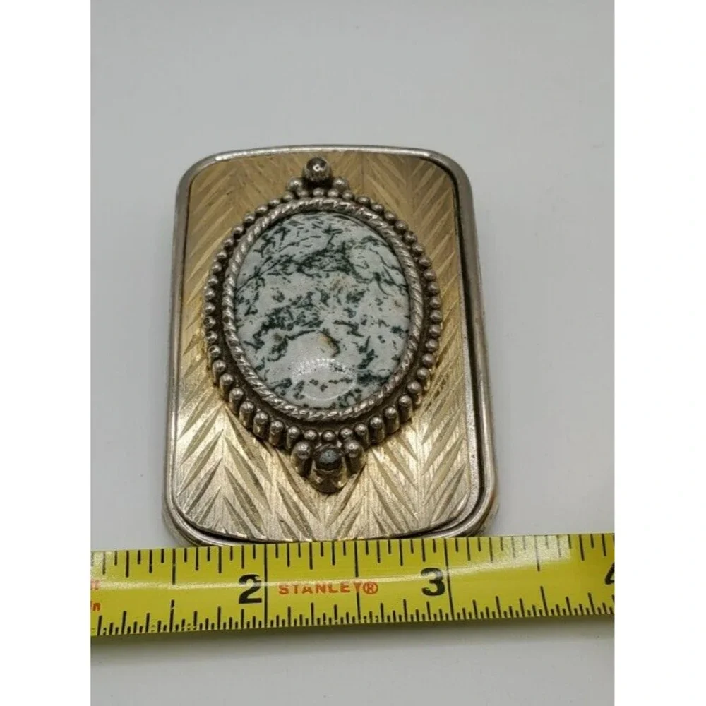 Silver Belt Buckle W/ Stone